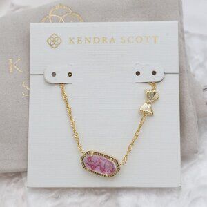 Kendra Scott - Elisa Bow Gold Posey Pink Luna Rosa Bow Necklace - new